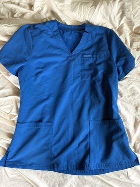 Jaanuu Royal Blue V-Neck Scrub Top for Women